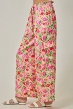 Load image into Gallery viewer, Raspberry Floral Satin Cargo Pants