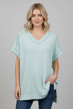 Load image into Gallery viewer, Mint VNeck Side Slit Top