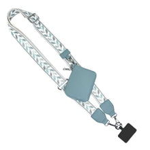Load image into Gallery viewer, Clip &amp; Go Strap w/RFID Pouch Leaf Pattern: Grey &amp; Teal
