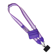 Load image into Gallery viewer, Clip &amp; Go Strap w/Zippered Pouch Fun Dots: Dk Purple/Lt Purple
