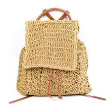 Load image into Gallery viewer, Khaki Woven Straw Backpack