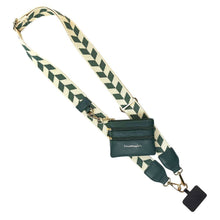 Load image into Gallery viewer, Clip &amp; Go Strap w/Zippered Pouch Chevron: Green/Cream Chevron
