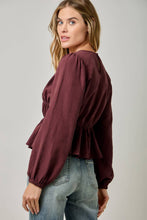 Load image into Gallery viewer, Burgundy Peplum Blouse