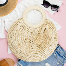 Load image into Gallery viewer, Straw Tassel Ring Tote
