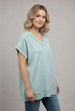 Load image into Gallery viewer, Mint VNeck Side Slit Top