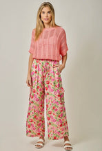 Load image into Gallery viewer, Raspberry Floral Satin Cargo Pants