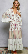 Load image into Gallery viewer, V-Neck Cotton Embroidered Tiered Dress