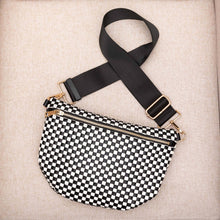 Load image into Gallery viewer, Black Woven Checkered Crossbody Sling Bag