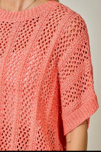 Load image into Gallery viewer, Coral Crochet Dolman Top