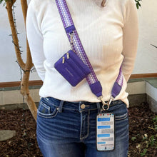 Load image into Gallery viewer, Clip &amp; Go Strap w/Zippered Pouch Fun Dots: Dk Purple/Lt Purple