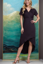 Load image into Gallery viewer, Black HI LOW WRAP MAXI DRESS