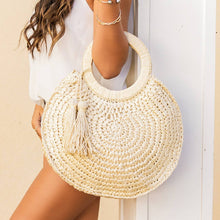 Load image into Gallery viewer, Straw Tassel Ring Tote