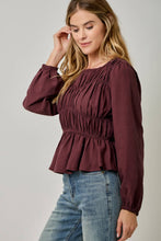 Load image into Gallery viewer, Burgundy Peplum Blouse