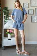 Load image into Gallery viewer, Denim Blue Short Sleeve Romper