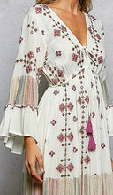 Load image into Gallery viewer, V-Neck Cotton Embroidered Tiered Dress