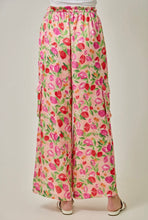 Load image into Gallery viewer, Raspberry Floral Satin Cargo Pants