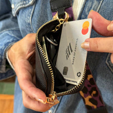 Load image into Gallery viewer, Clip &amp; Go Strap with Pouch - Leopard Collection: Purple/Black w/RFID Pouch