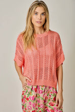 Load image into Gallery viewer, Coral Crochet Dolman Top