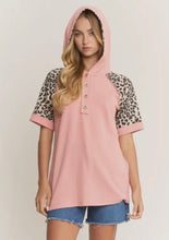Load image into Gallery viewer, Salmon Leopard Hoodie Top
