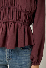 Load image into Gallery viewer, Burgundy Peplum Blouse