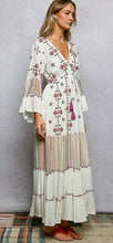 Load image into Gallery viewer, V-Neck Cotton Embroidered Tiered Dress