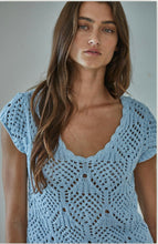 Load image into Gallery viewer, Powder Blue Crochet Top