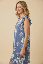 Load image into Gallery viewer, Denim Floral Pinstripe Dress