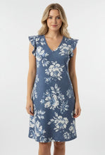Load image into Gallery viewer, Denim Floral Pinstripe Dress