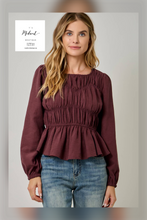 Load image into Gallery viewer, Burgundy Peplum Blouse