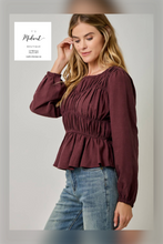 Load image into Gallery viewer, Burgundy Peplum Blouse