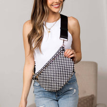 Load image into Gallery viewer, Black Woven Checkered Crossbody Sling Bag