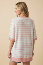 Load image into Gallery viewer, Black and Cream Stripe Contrast-Trim Dolman Top