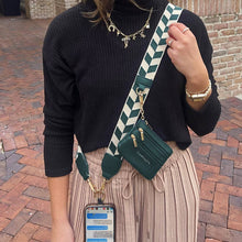 Load image into Gallery viewer, Clip &amp; Go Strap w/Zippered Pouch Chevron: Green/Cream Chevron