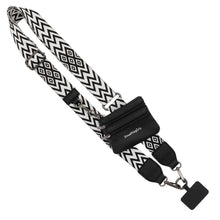 Load image into Gallery viewer, Clip &amp; Go Strap w/Pouch Chevron/Diamond Collection: Black/White - Black Pouch