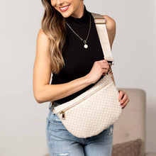 Load image into Gallery viewer, Almond Woven Checkered Crossbody Sling Bag