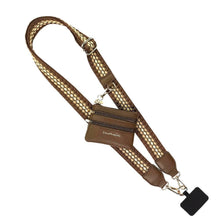 Load image into Gallery viewer, Clip &amp; Go Strap w/Zippered Pouch Fun Dots: Dk Brown/Lt Brown