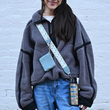 Load image into Gallery viewer, Clip &amp; Go Strap w/RFID Pouch Leaf Pattern: Grey &amp; Teal