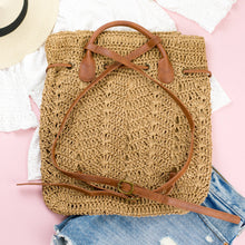 Load image into Gallery viewer, Khaki Woven Straw Backpack
